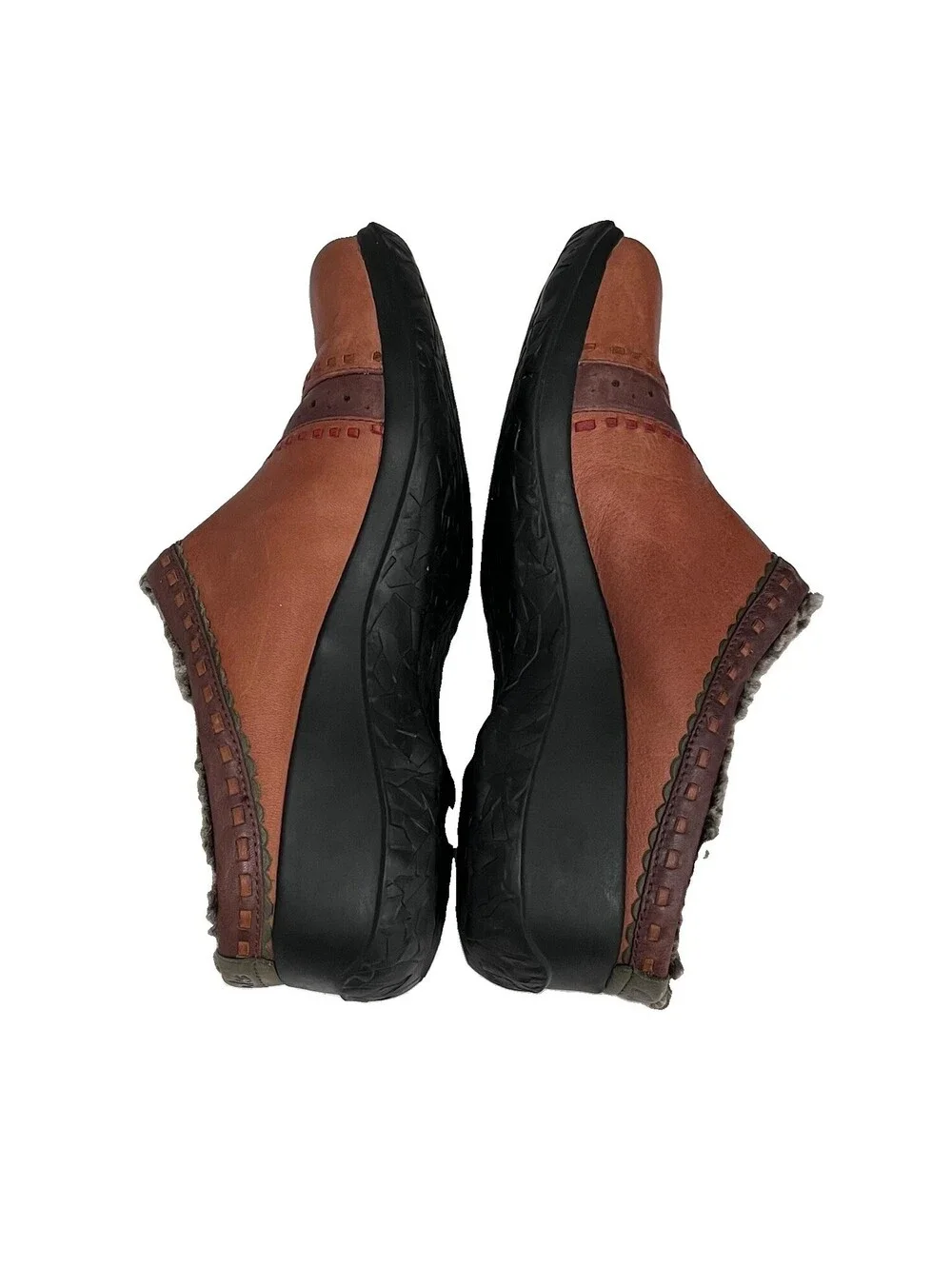 Clarks Brown Leather Clog Mules Women’s 7.5M Slip On Comfort Shoes Boho Hippie